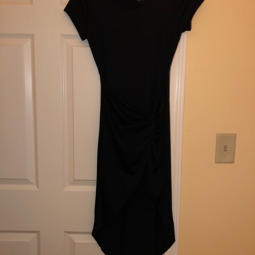 Black mini drape dress